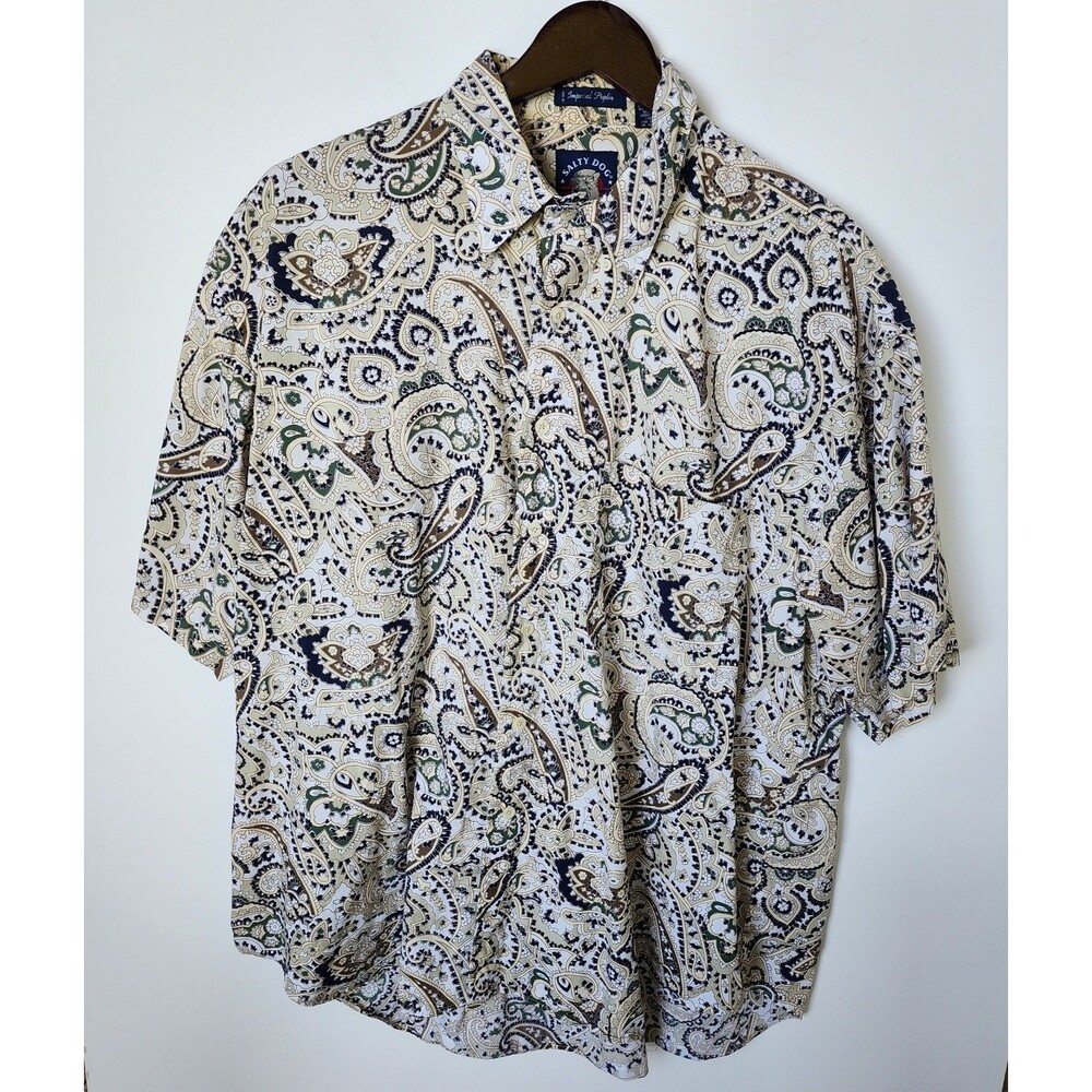 Vintage Salty Dog Gant Imperial Poplin Paisley Shirt XL Made in USA 100% Cotton